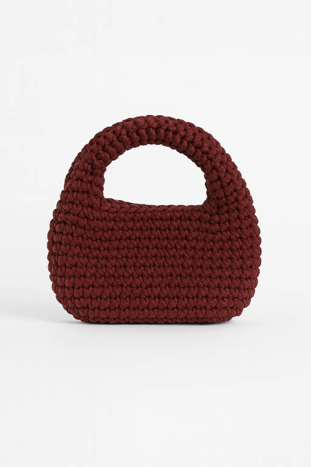 Burgundy Hand Knitted Mini Handbag