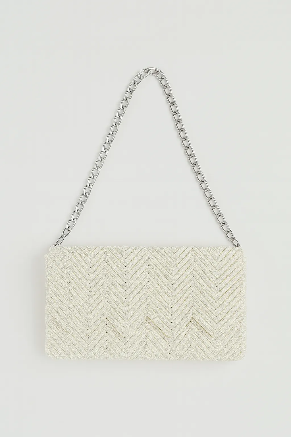 Zigzag Model Örgü Kadın Çanta – Gümüş Zincir Askılı