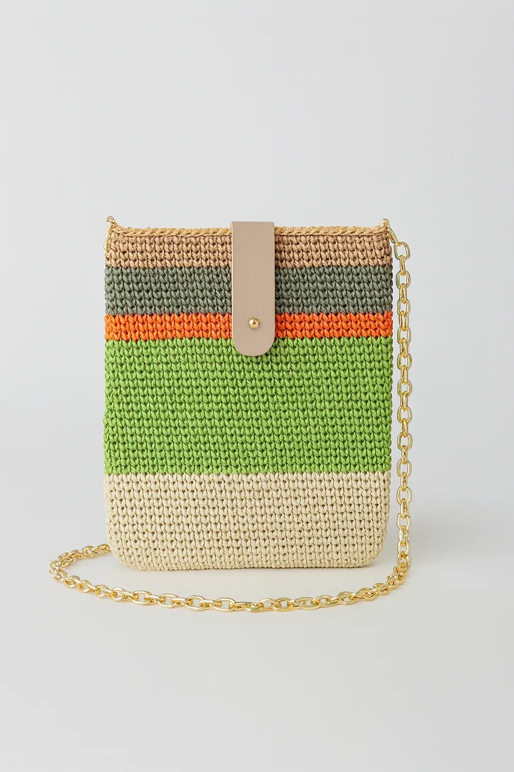 Sık İğne Tekniği ile Kâğıt İpten Örülmüş Zincirli Çanta