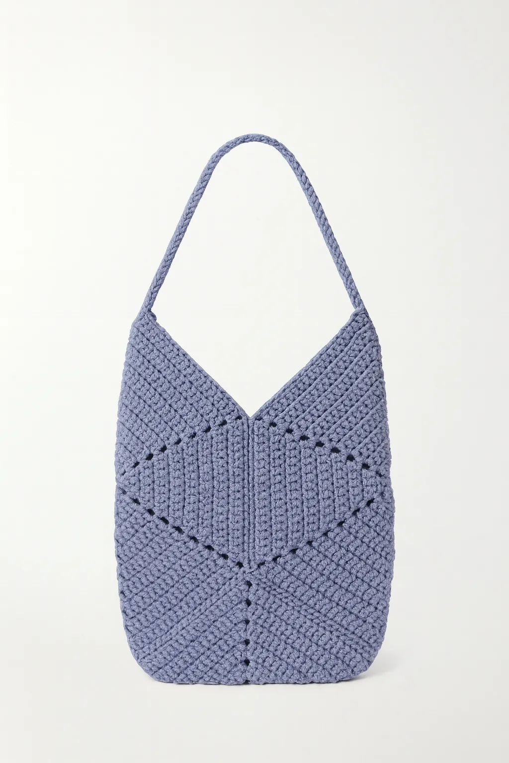 El Örgüsü Mor Japon Motifli Omuz Çantası