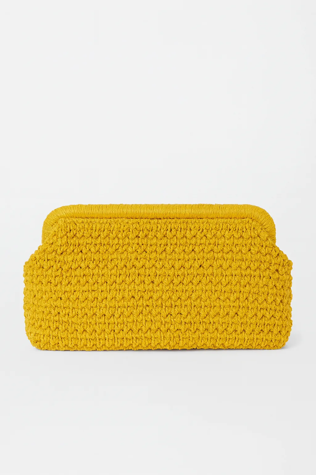 Sarı El Örgüsü Dikdörtgen Çanta
