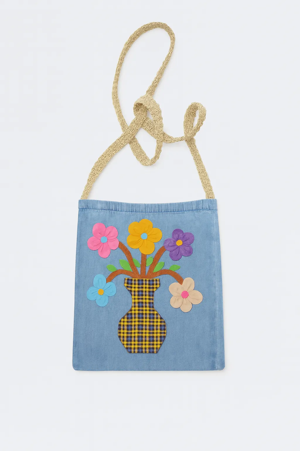 Vazo Çiçek Desenli Kumaş El Çantası