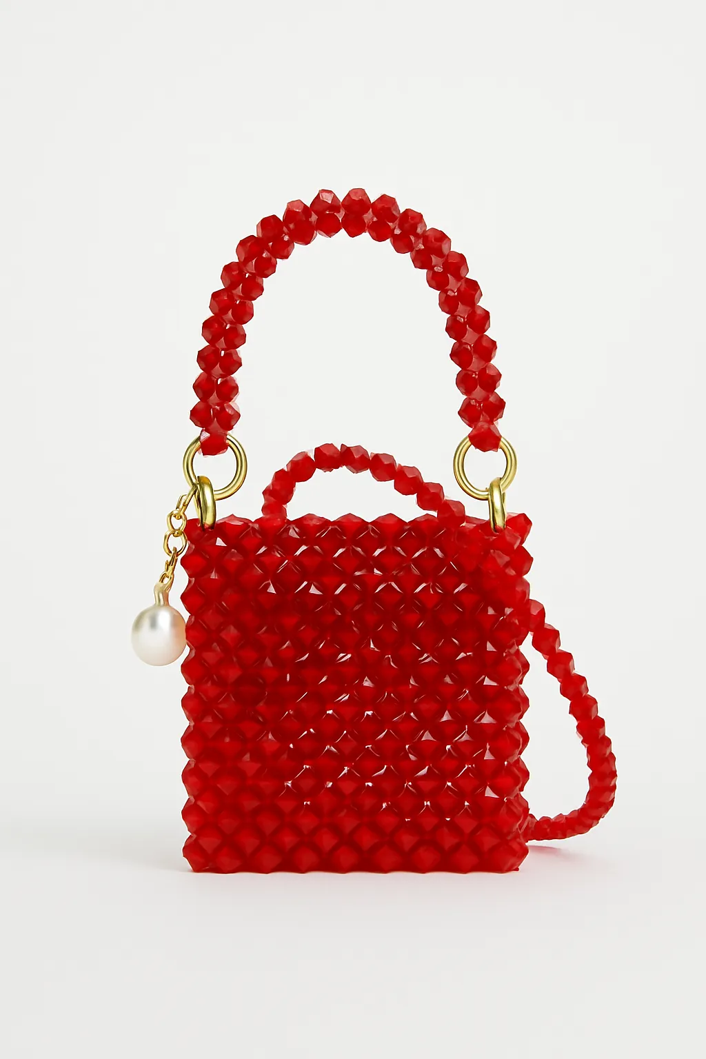Kırmızı Kristal Boncuk El Yapımı Çanta