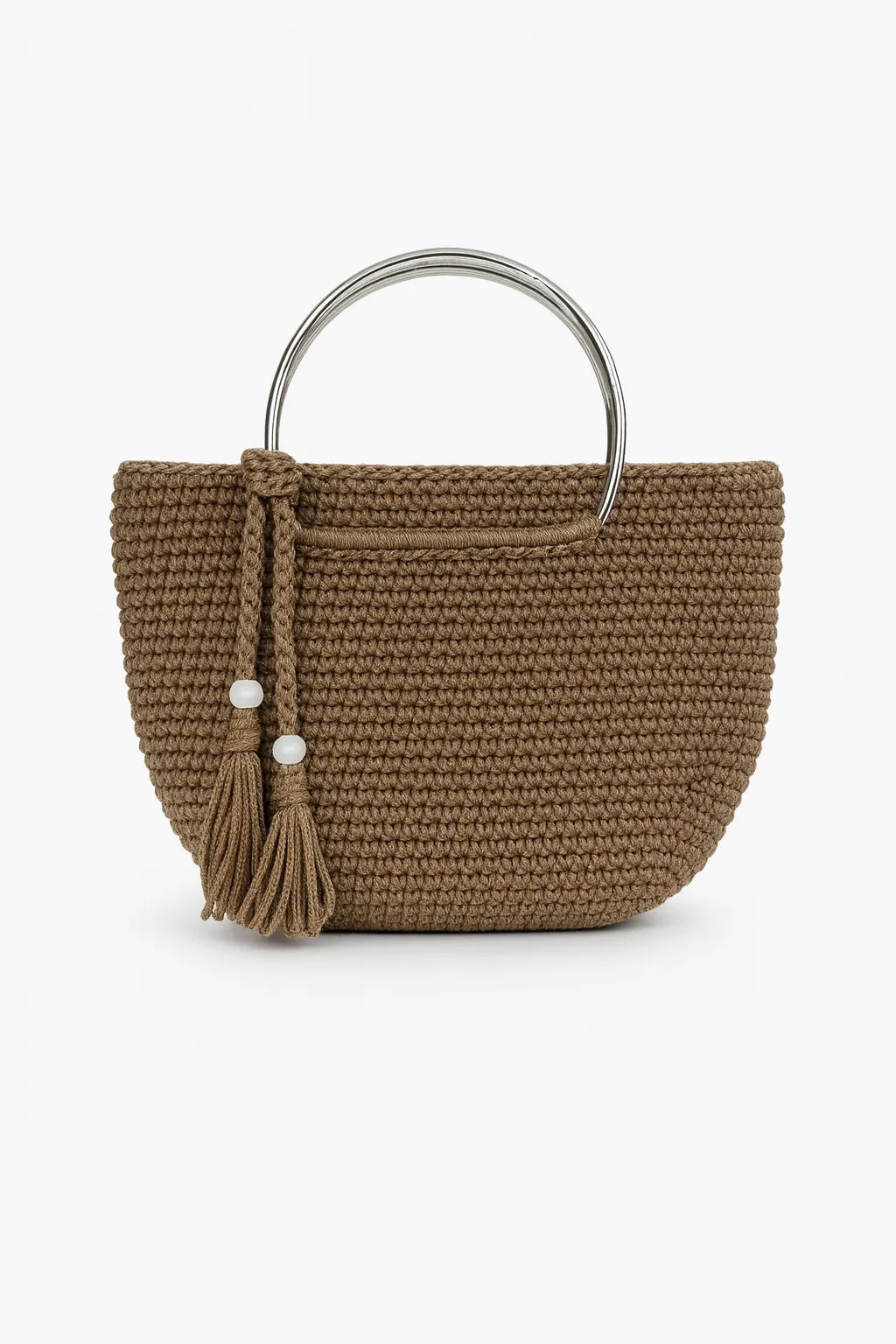 El Yapımı Hasır Görünümlü Makrome Çanta – Astarlı Şık ve Günlük Kullanıma Uygun Tasarım