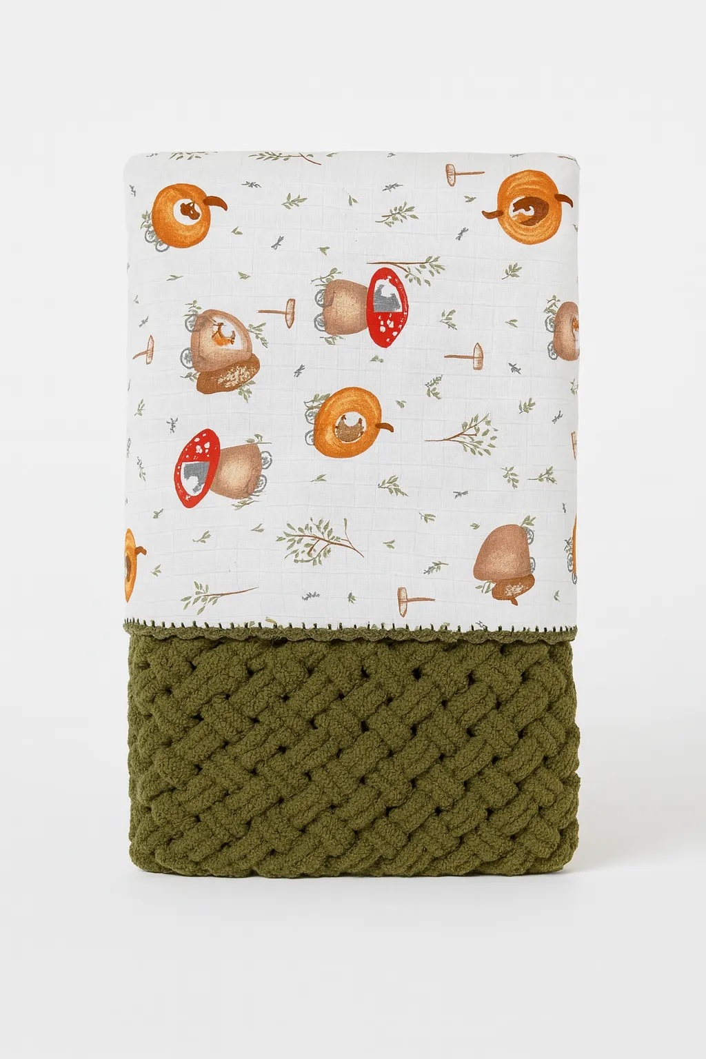 El Yapımı Puffy ve Müslin Bebek Battaniyesi Yeşil