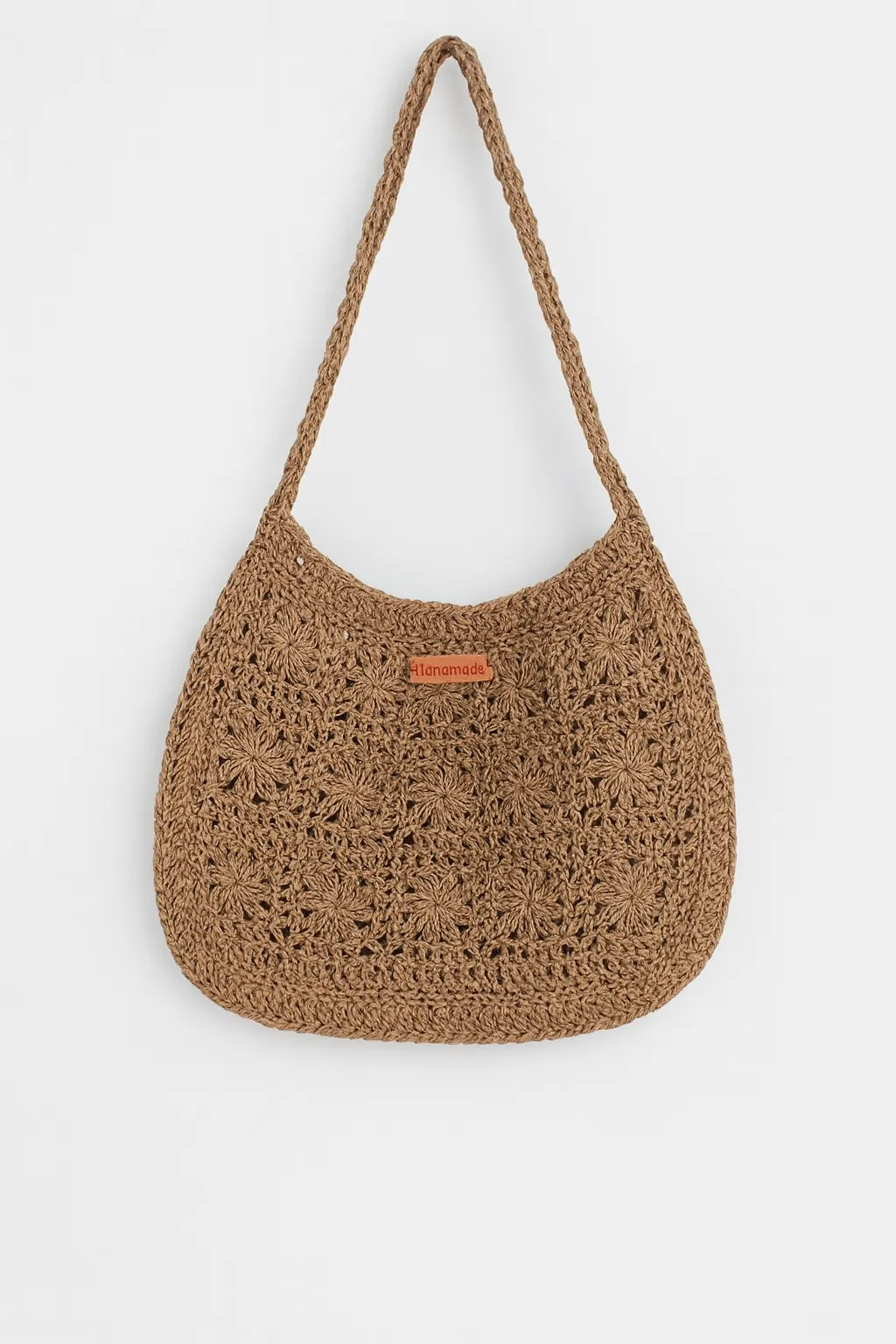El Yapımı Koyu Kahverengi Örgü Çanta