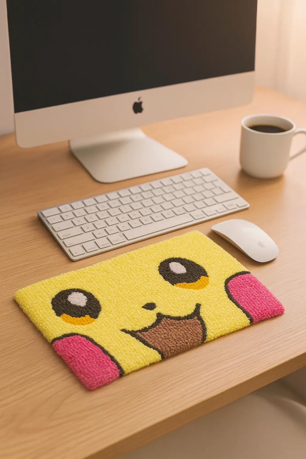 Pikachu Temalı Bilgisayar Klavyesi Halısı Tufting Dokuma