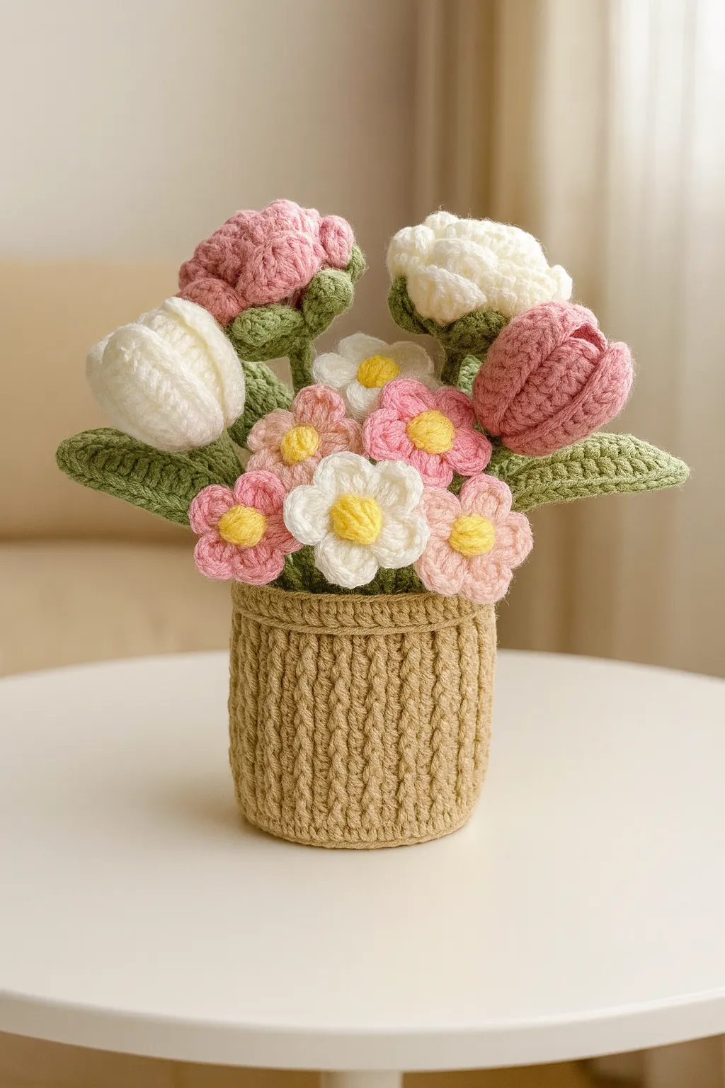 Pink White Tulip Multi Potted Flower