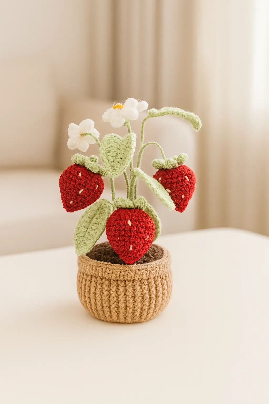 Knitted Strawberry Pot
