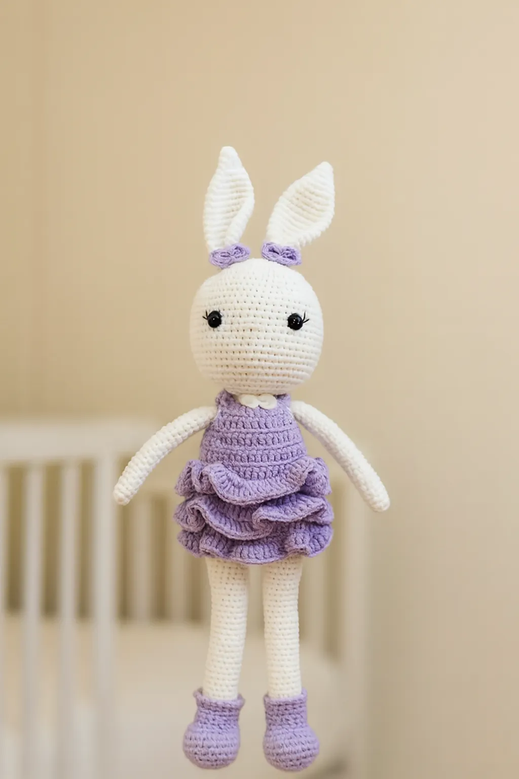 Mor Kıyafetli Tavşan Amigurumi Oyuncak El Emeği Tasarım