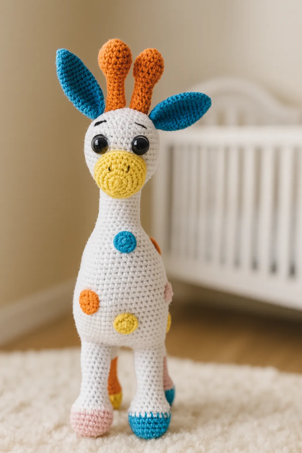 Renkli Noktalı El Örgüsü Amigurumi Zürafa