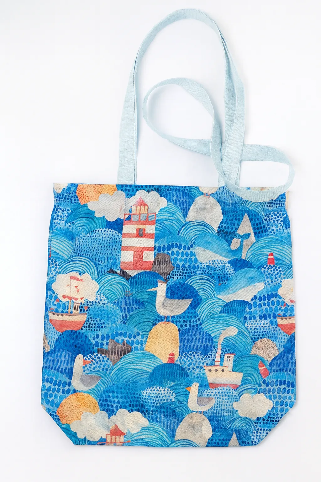 Deniz Temalı Kumaş Tote Çanta