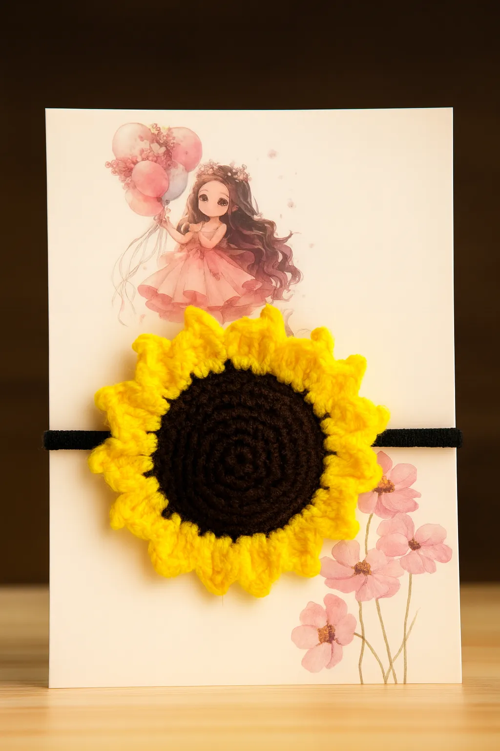 El Yapımı Örgü Ayçiçeği Saç Tokası