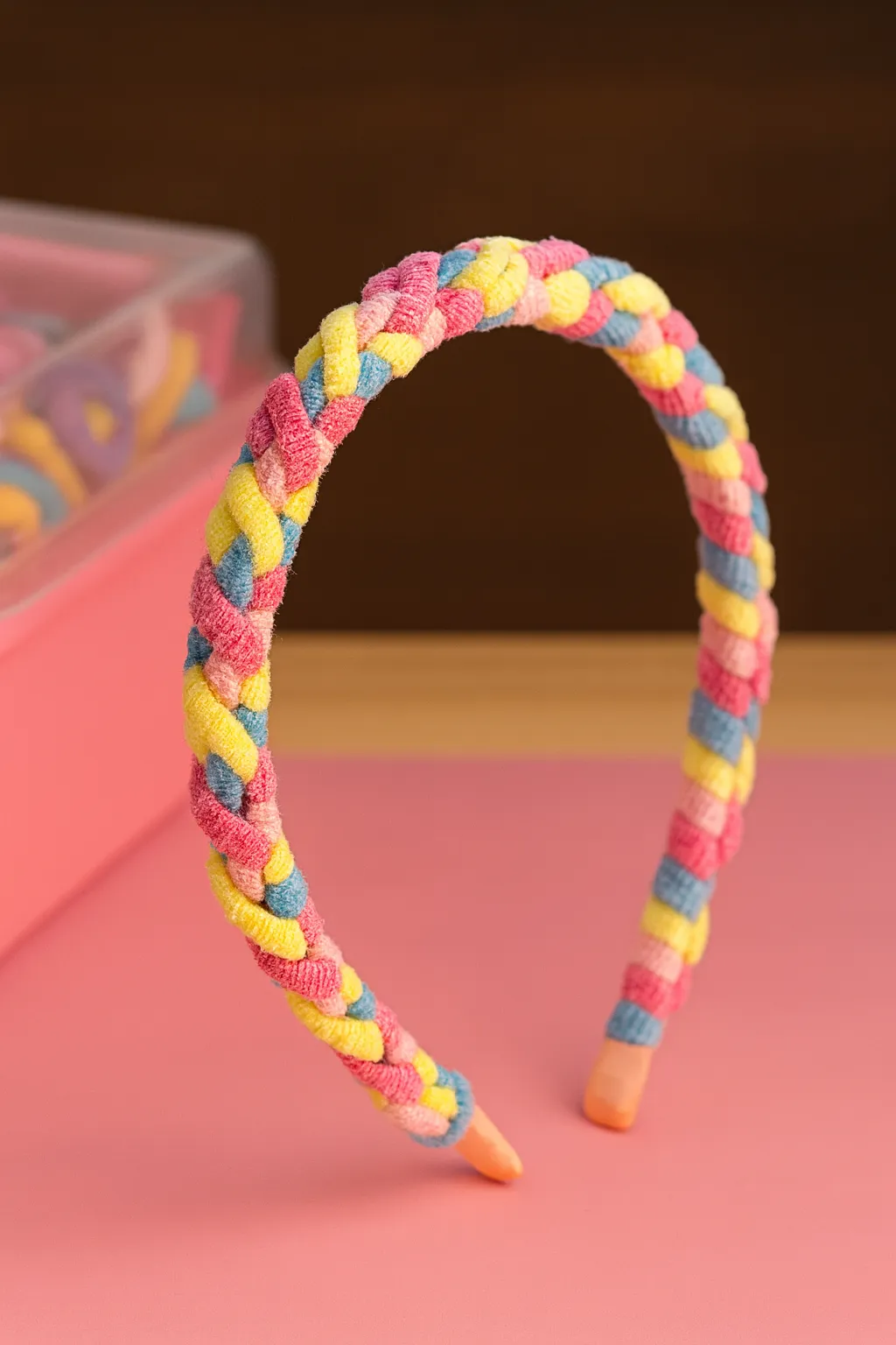 Pastel Renkli Örgü Saç Bandı – El Yapımı