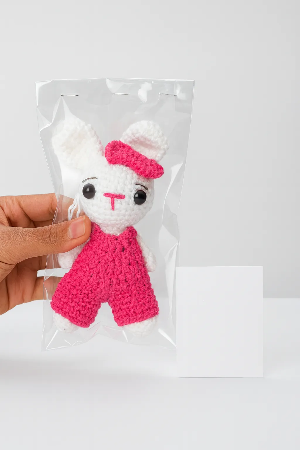 El Örgüsü Kilitli Gözlü Tavşan Amigurumi Anahtarlık