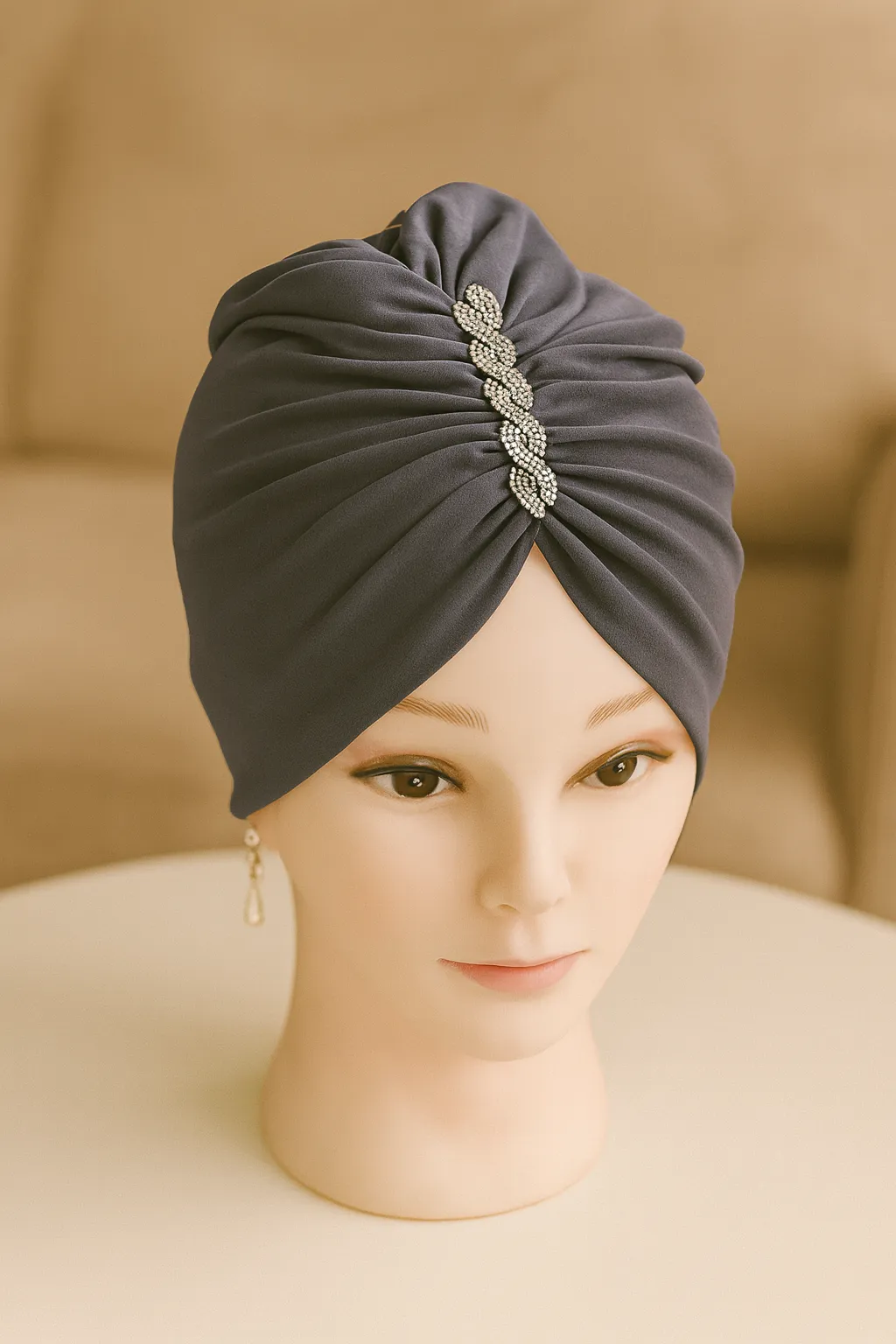 Koyu Gri Önü İşlemeli  Buzi Kumaş Dış Bone