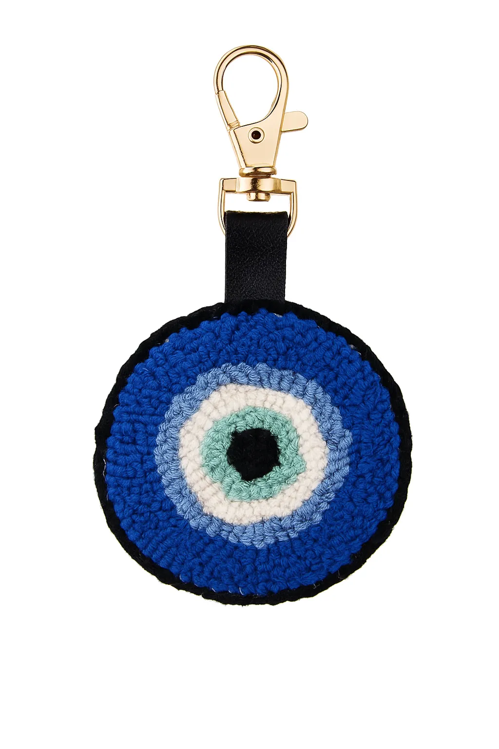 Mavi Tonlarında Nazar Boncuğu Tasarımlı Punch Nakışı Anahtarlık - El Yapımı