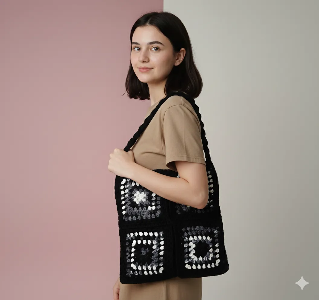 El Emeği Renkli Motifli Omuz Çantası