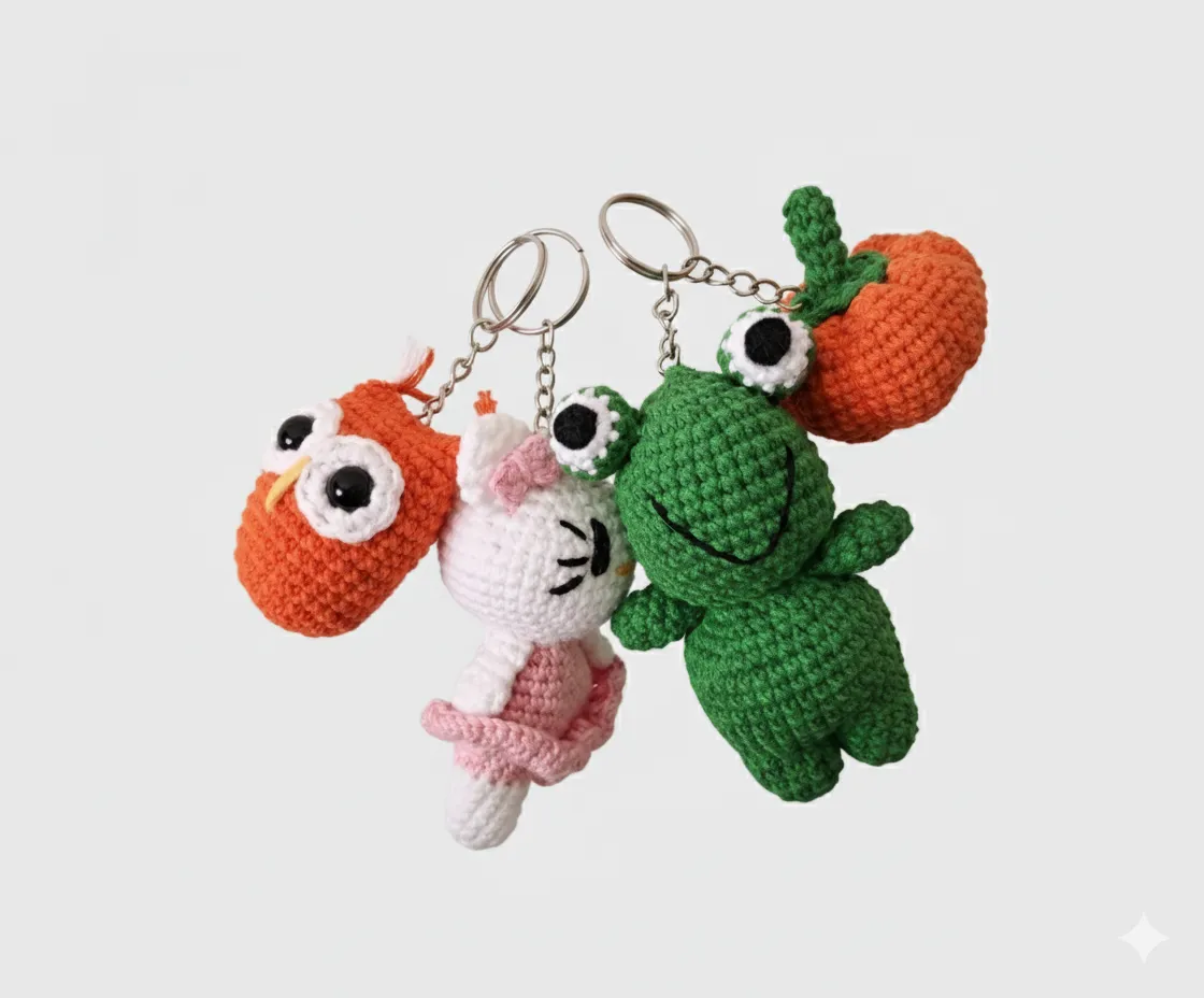 Amigurumi 4lü El Yapımı Anahtarlık Seti
