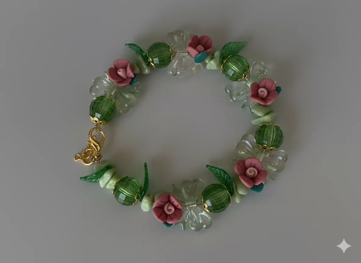 Çiçek Temalı El Yapımı Bileklik