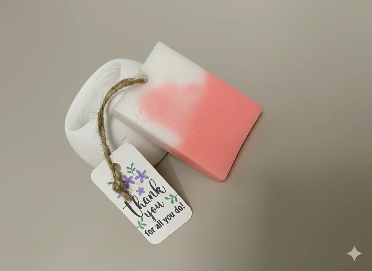 Pembe – Beyaz Geçişli İpli El Yapımı Sabun