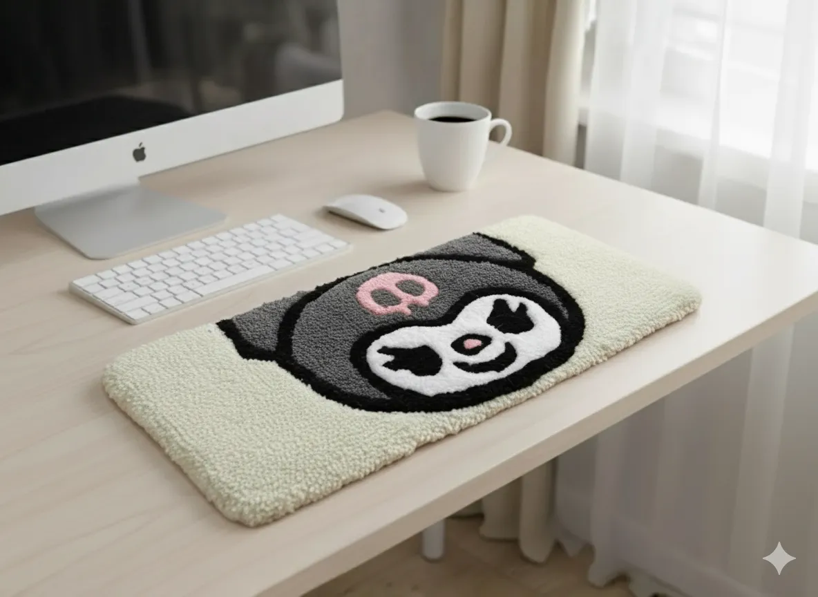 Sevimli Kuromi Motifli Dekoratif Klavye Halısı - El Yapımı