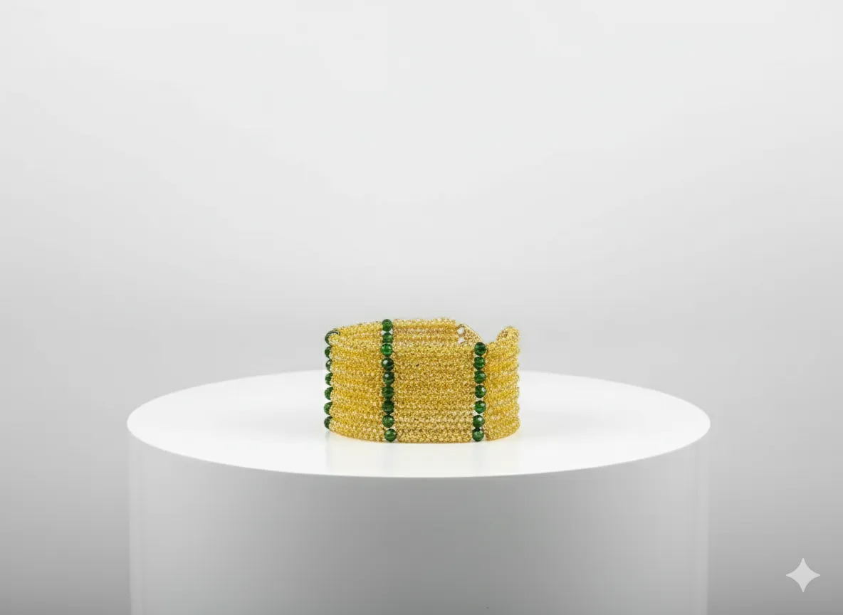 Hasır İşi Altın Rengi Bileklik