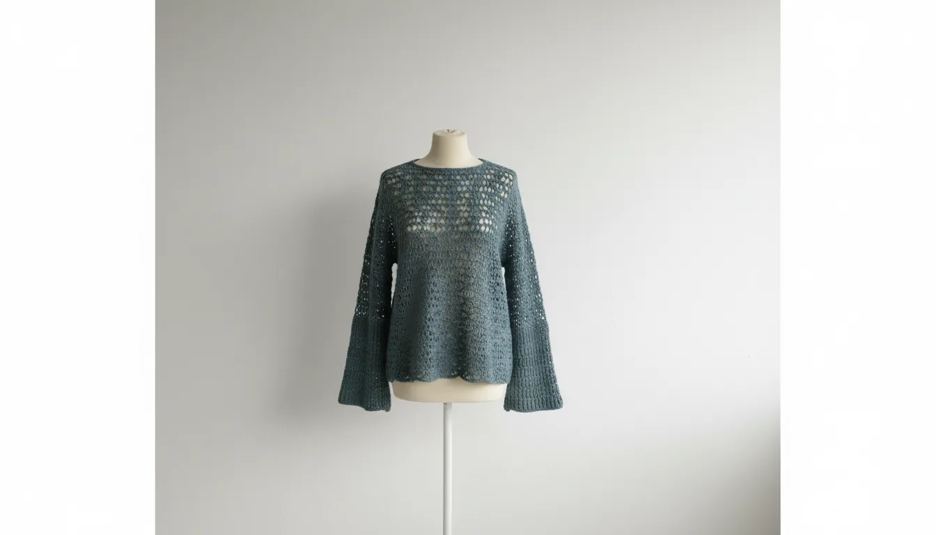 Açık Deniz Mavisi Ajurlu Örgü Kadın Bluz - 36 Beden Uygun