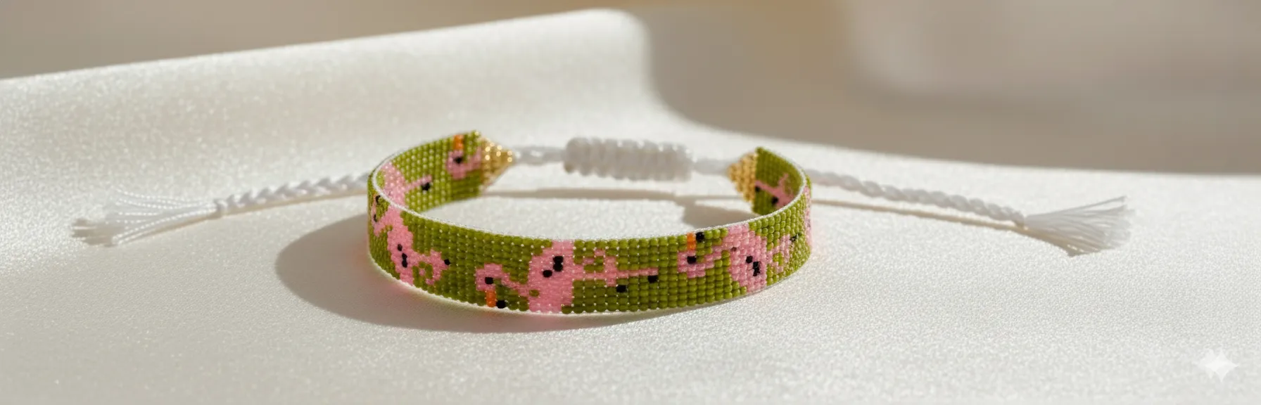 Flamingo Desenli Kum Boncuk Bileklik