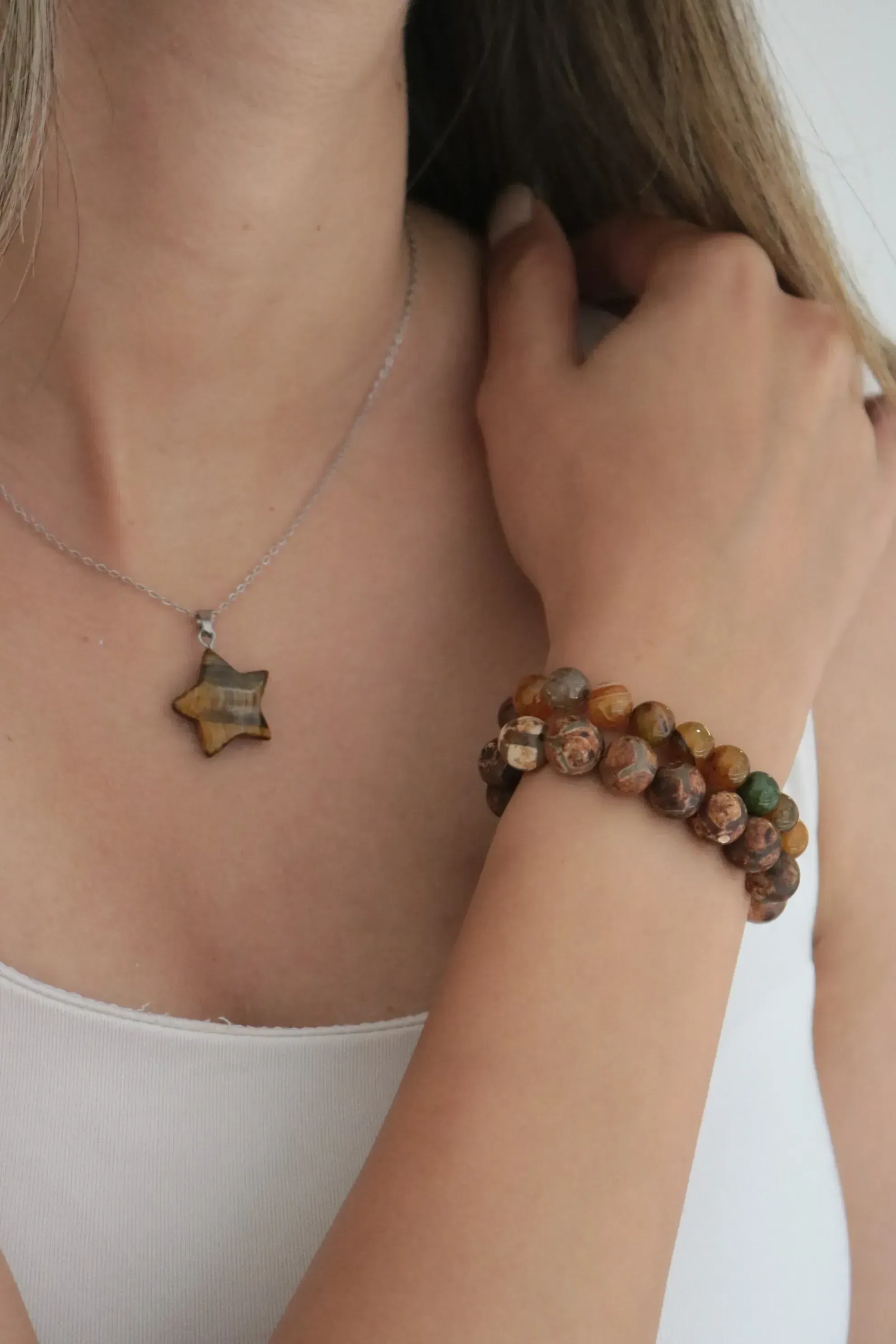 Orijinal Doğal Taşlardan Kolye ve Bileklik Seti