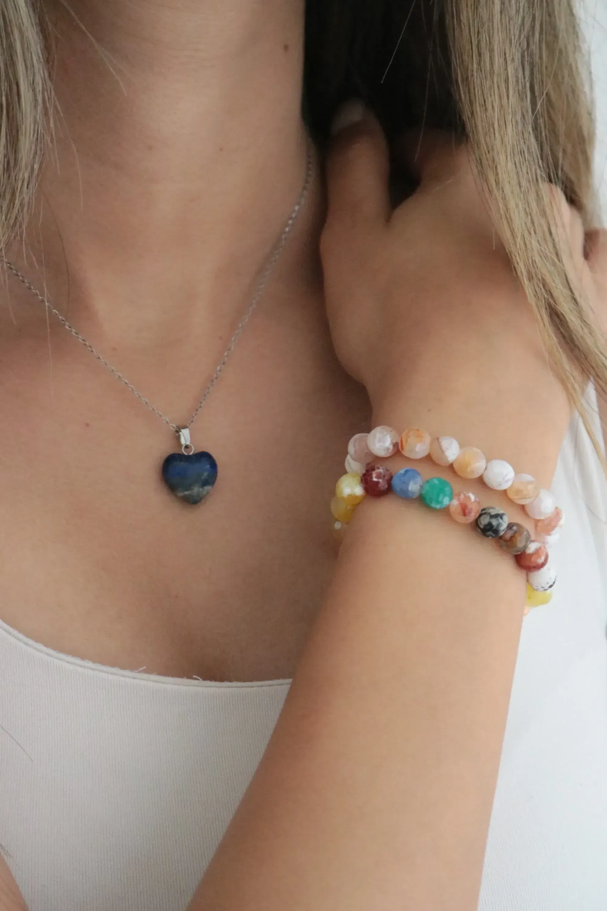 Lapis Lazuli Taşı Kolye ve Akik Taşı Bileklik Seti