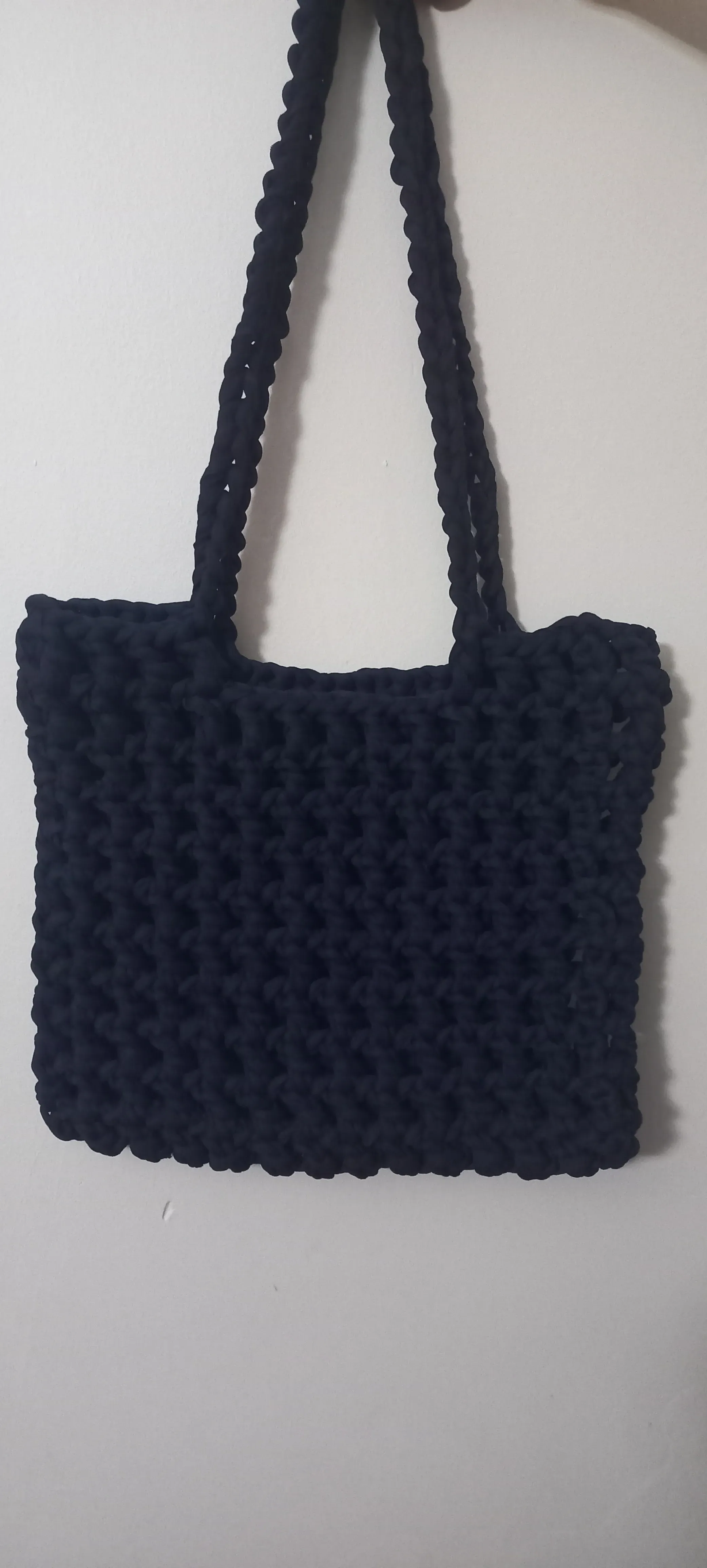 Lacivert Kafes Model Örgü Omuz Çantası - Günlük Kullanıma Uygun El Emeği