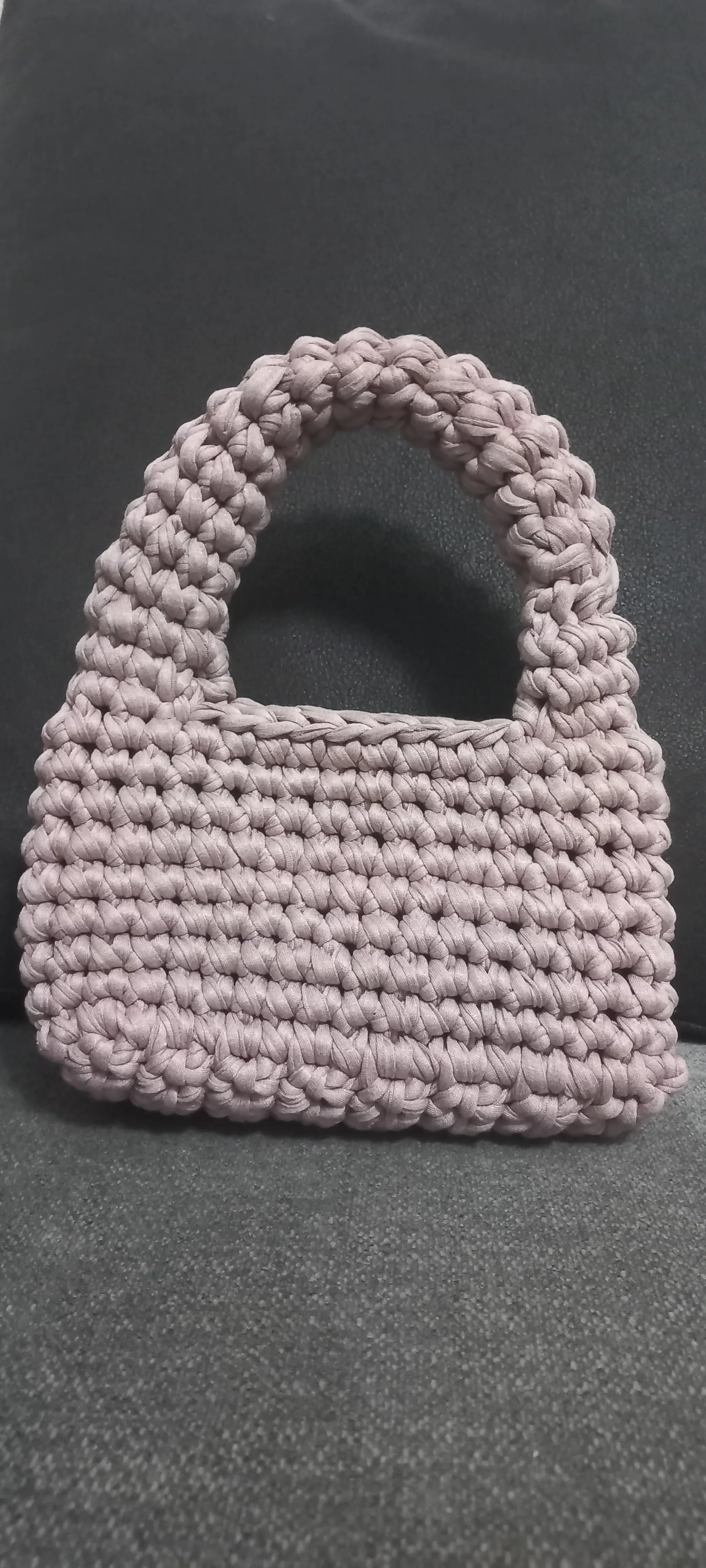 Açık Lila Örgü Mini Çanta - Günlük Kullanım, El Emeği