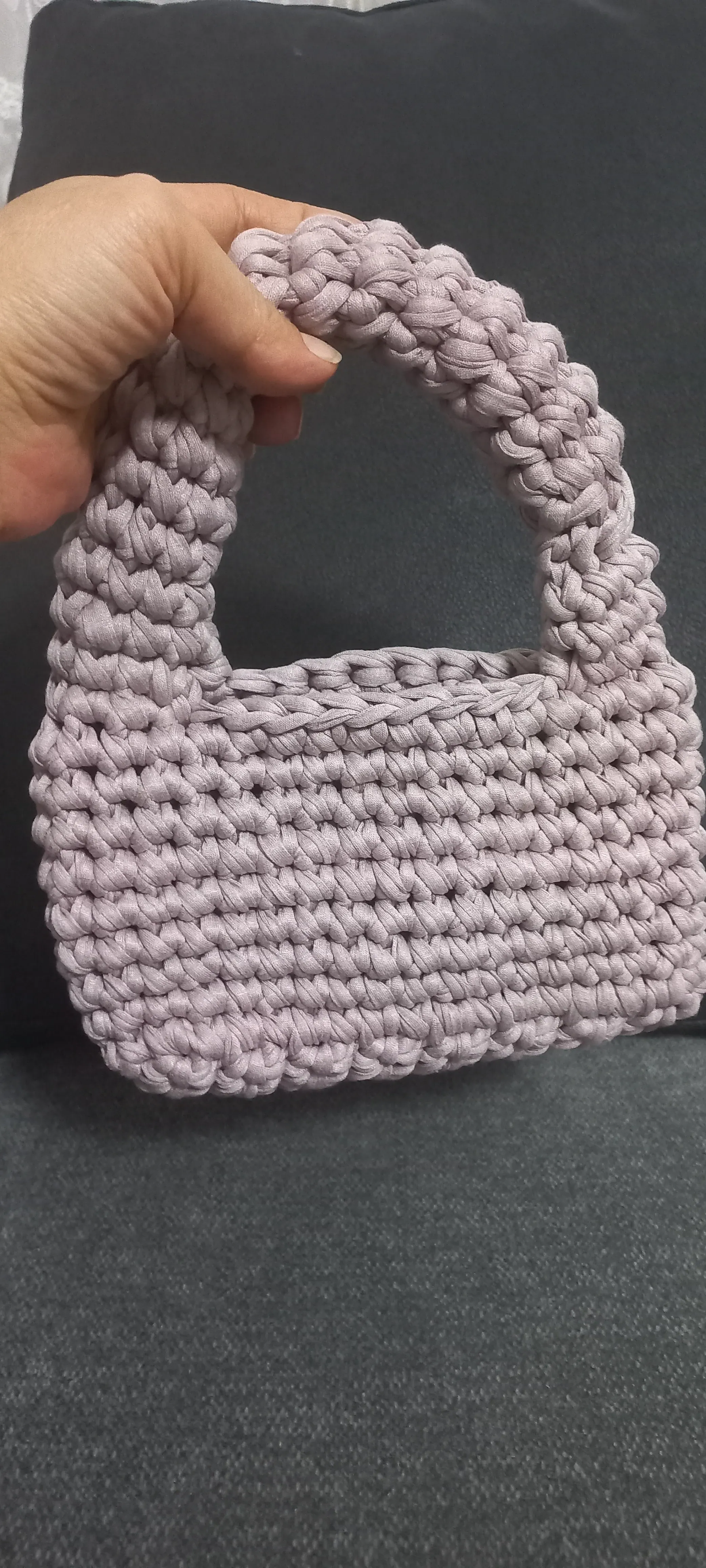 Açık Lila Örgü Mini Çanta - Günlük Kullanım, El Emeği