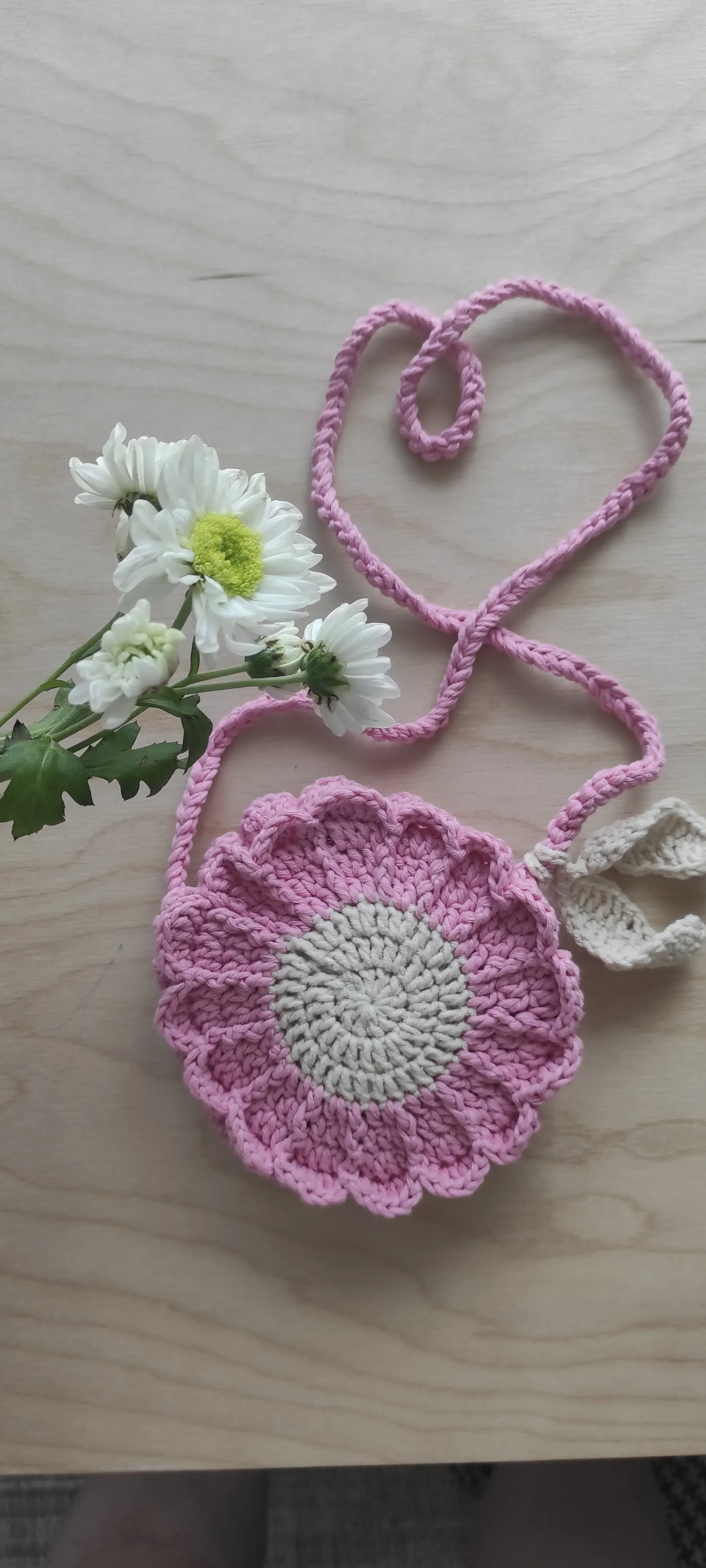 Pink Daisy Children's Bag - Snap Fastener and Strapped