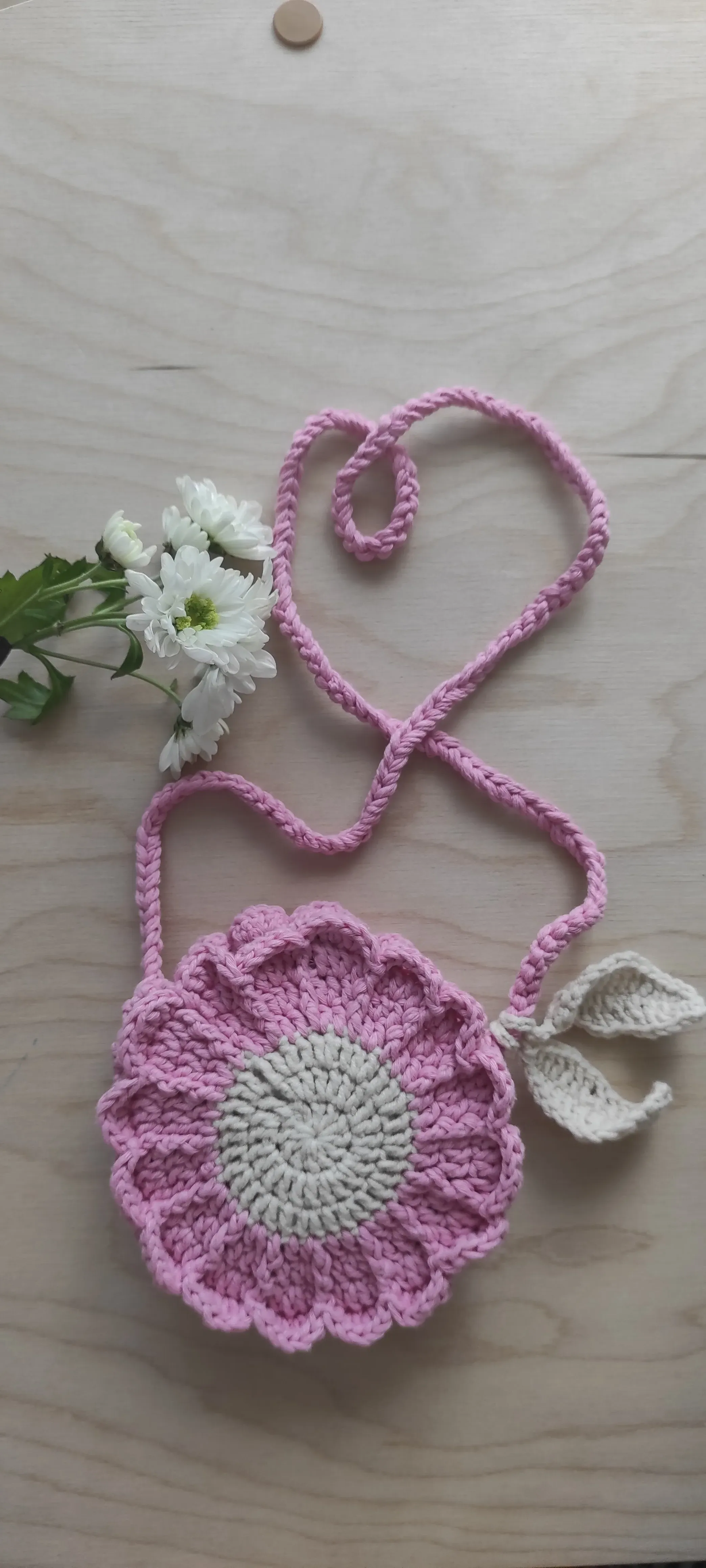 Pink Daisy Children's Bag - Snap Fastener and Strapped
