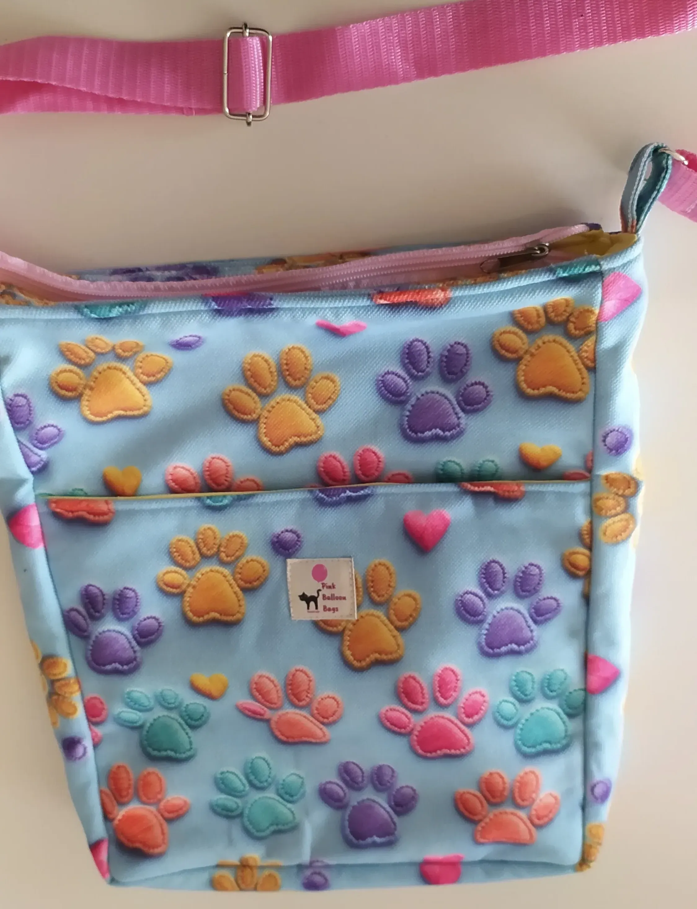 Blue Digital Printed Messenger Bag - Pawed Model, Lined and Zippered