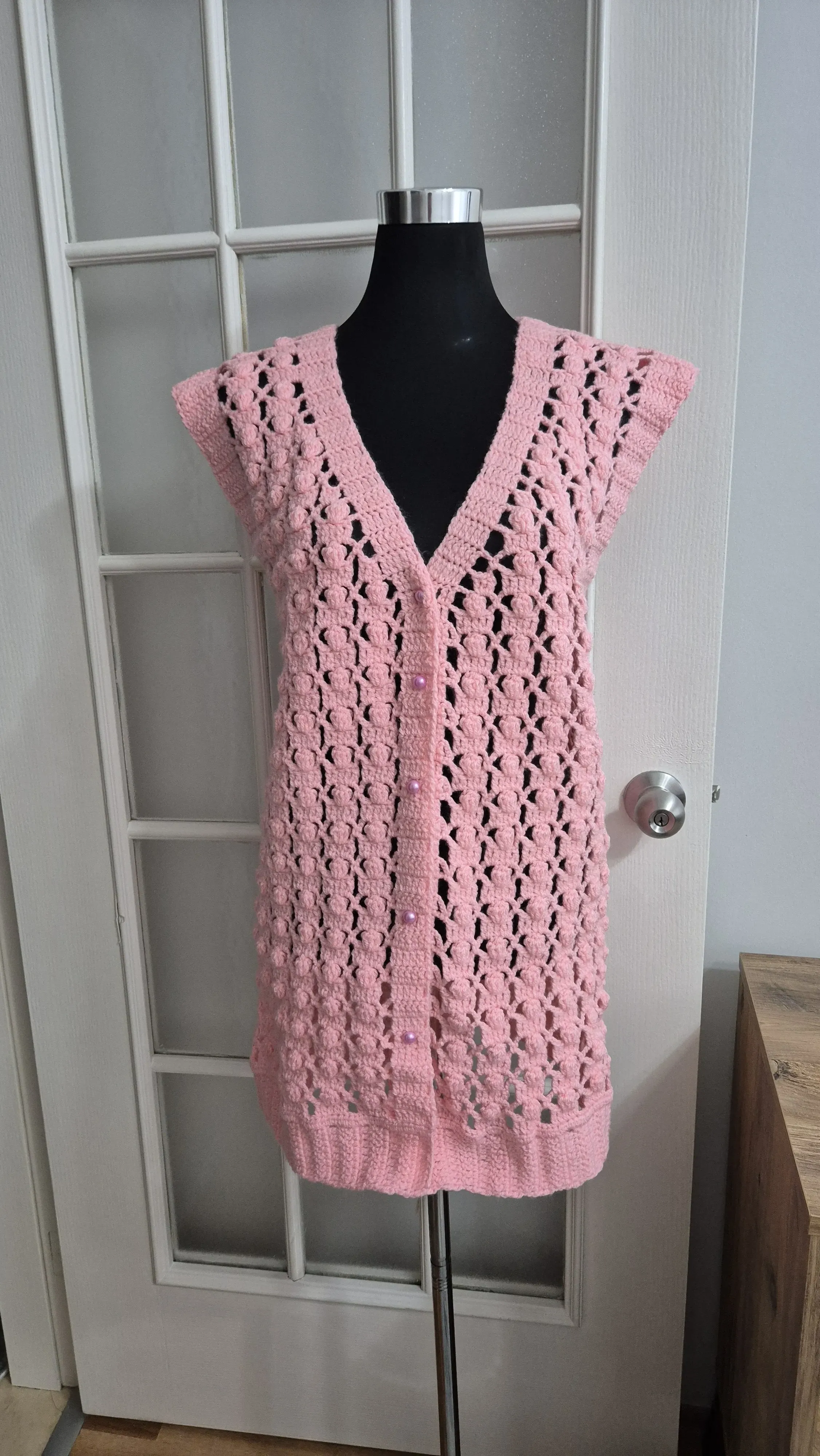 Pink Pistachio Model Knitted Vest - Handmade with Love