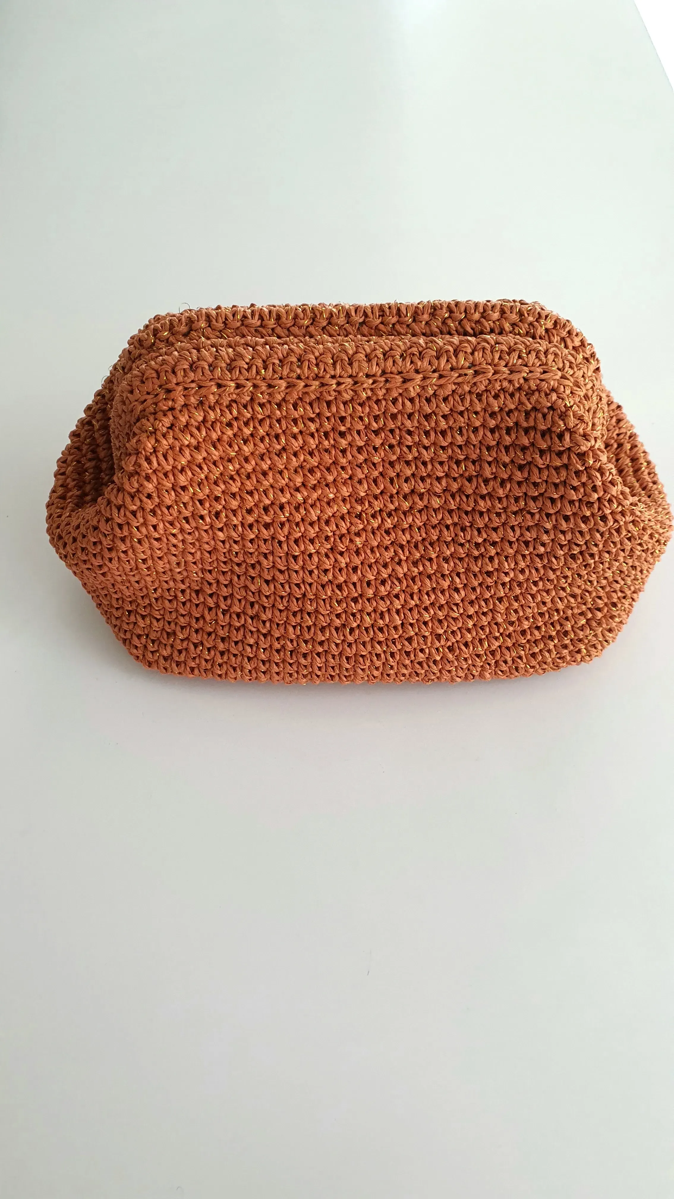 Turuncu Örgü Portföy El Çantası - 25x15 cm - El Yapımı