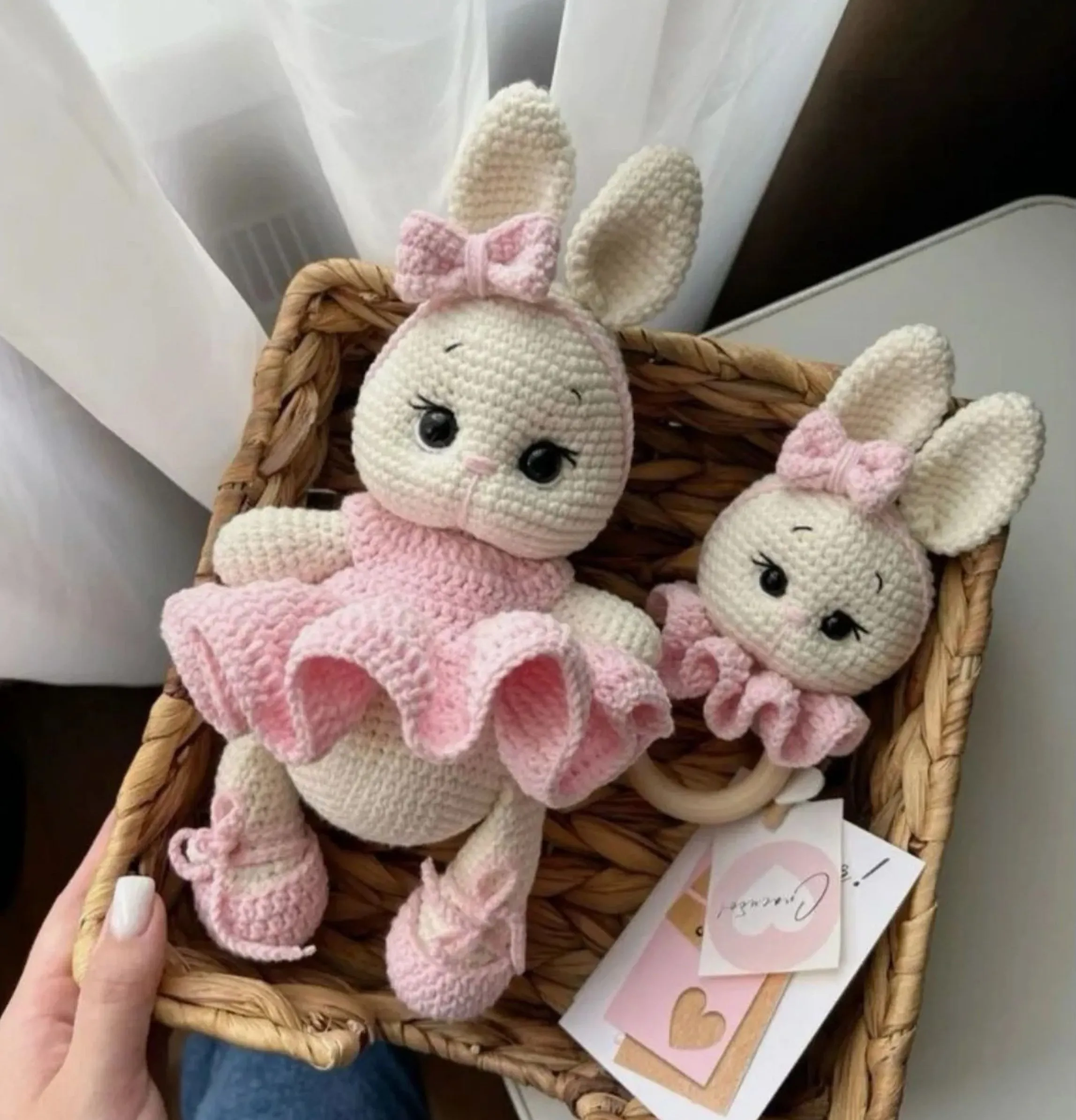 Pembe El Örgüsü Tavşan Amigurumi Oyuncak Seti - Bebek ve Çocuk