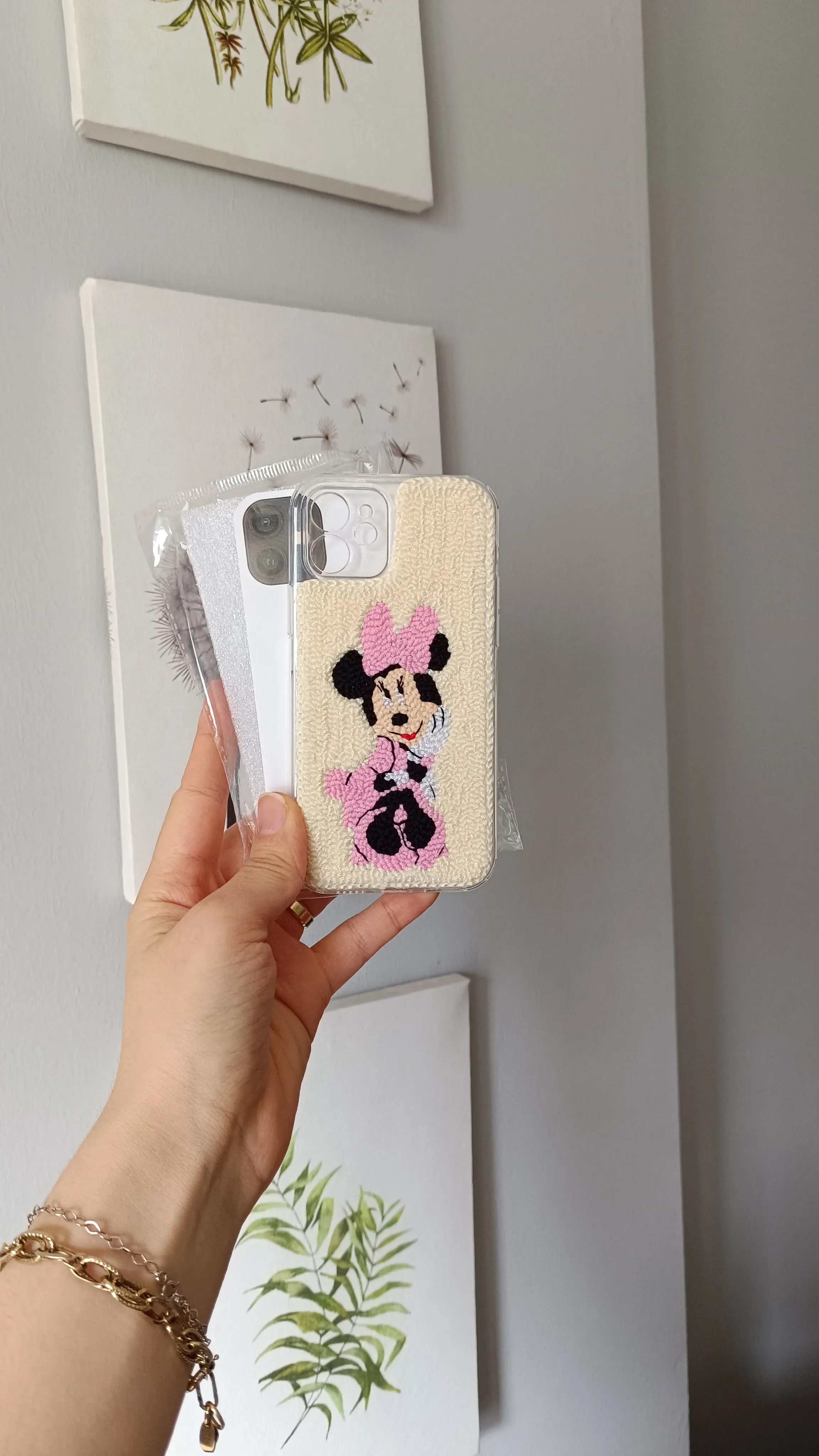 iPhone 15 Compatible Minnie Mouse Character Handmade Punch Phone Case