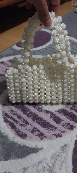 Cream Color Pearl Beaded Handbag