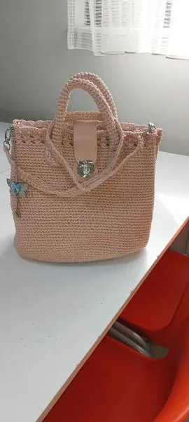 Günlük Pudra Rengi Çanta Hediyelik Astarlı