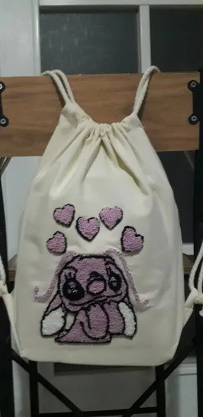 Sevimli Tavşan Desenli İpli Sırt Çantası