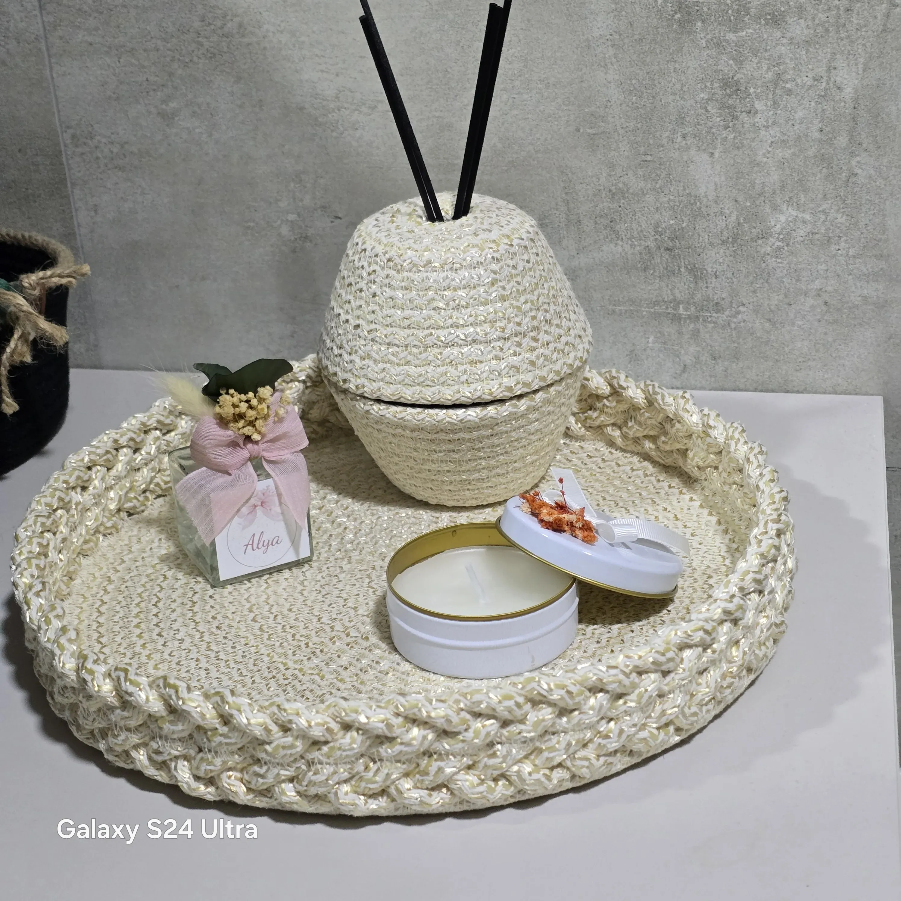 Zikzak Dikişli Dekoratif Oda Kokusu Sepeti – 12x15 cm