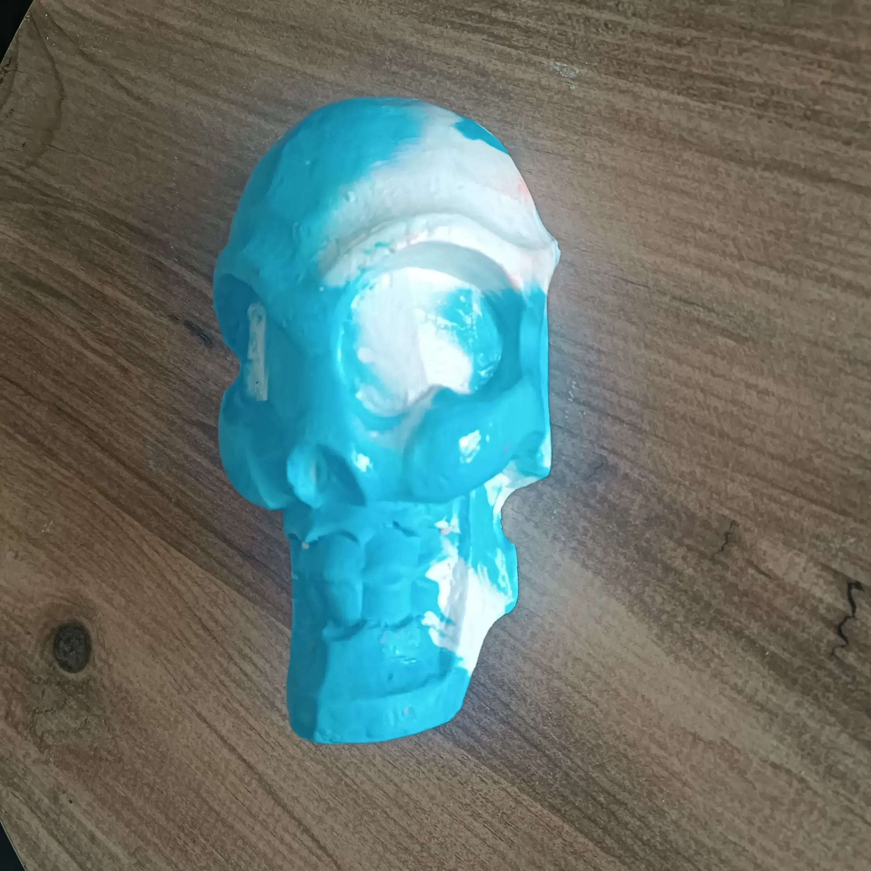 Mermer Efektli Gökyüzü Mavi Kuru Kafa Duvar Objesi - El Yapımı