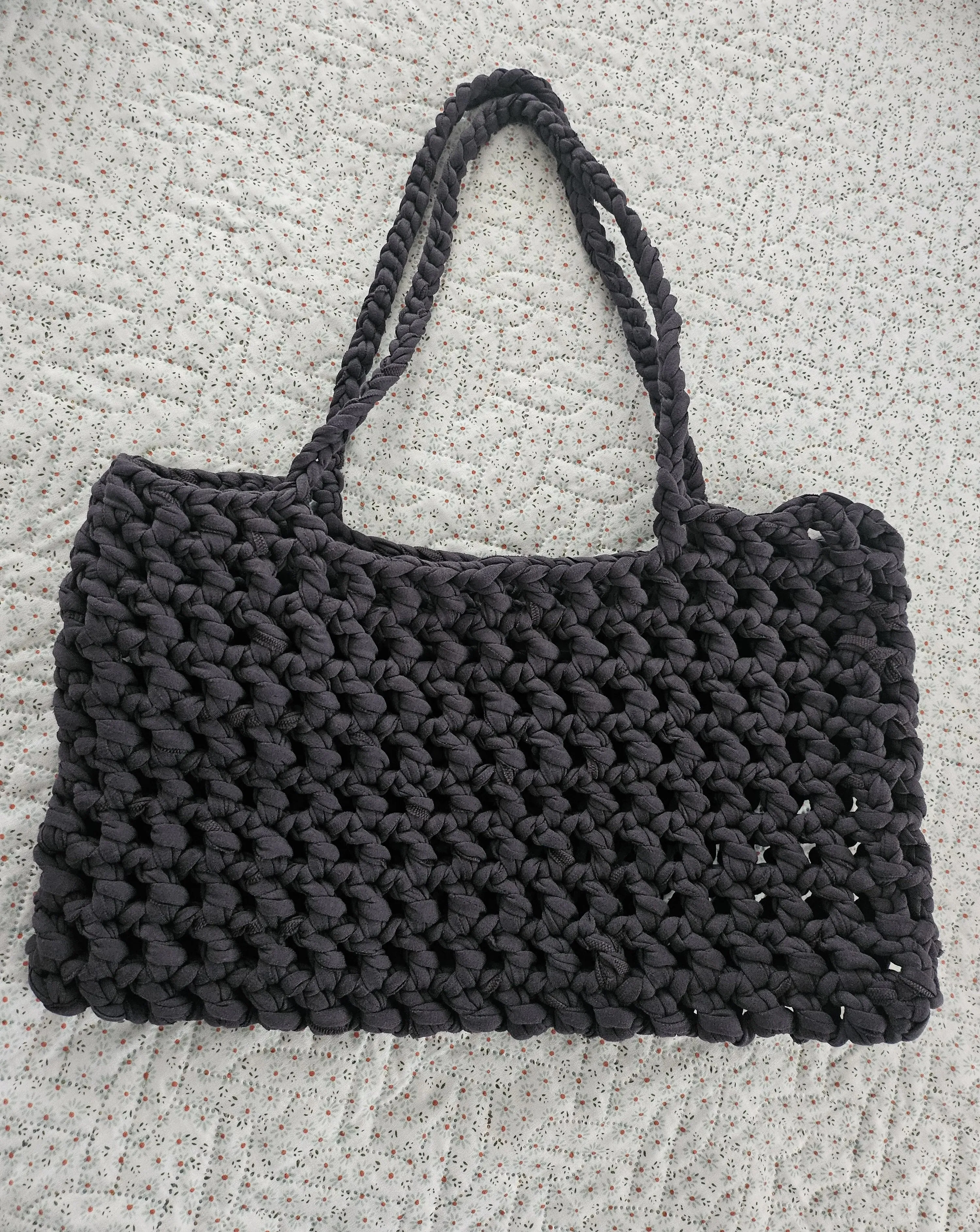 Siyah Penye İp El Örgüsü Çanta