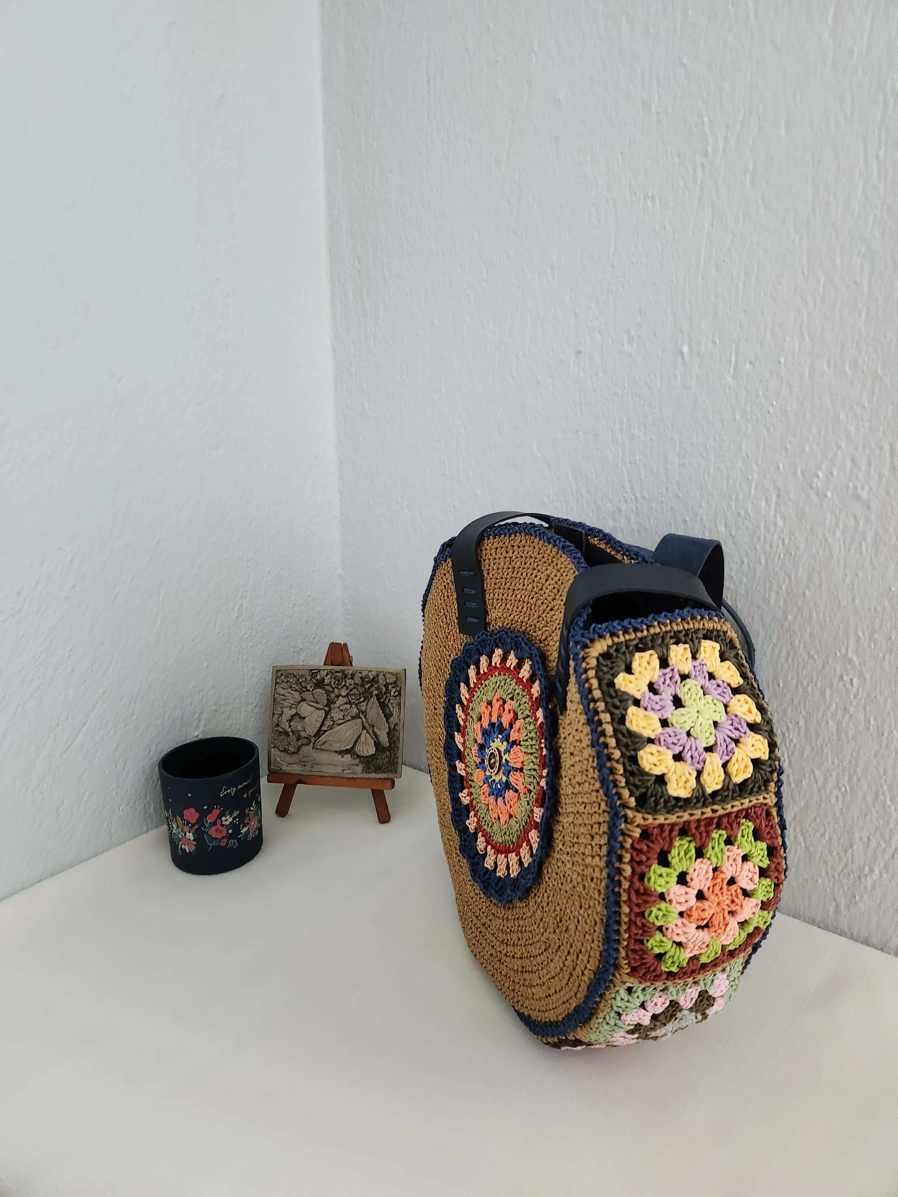 Colorful Hand Knit Round Bag