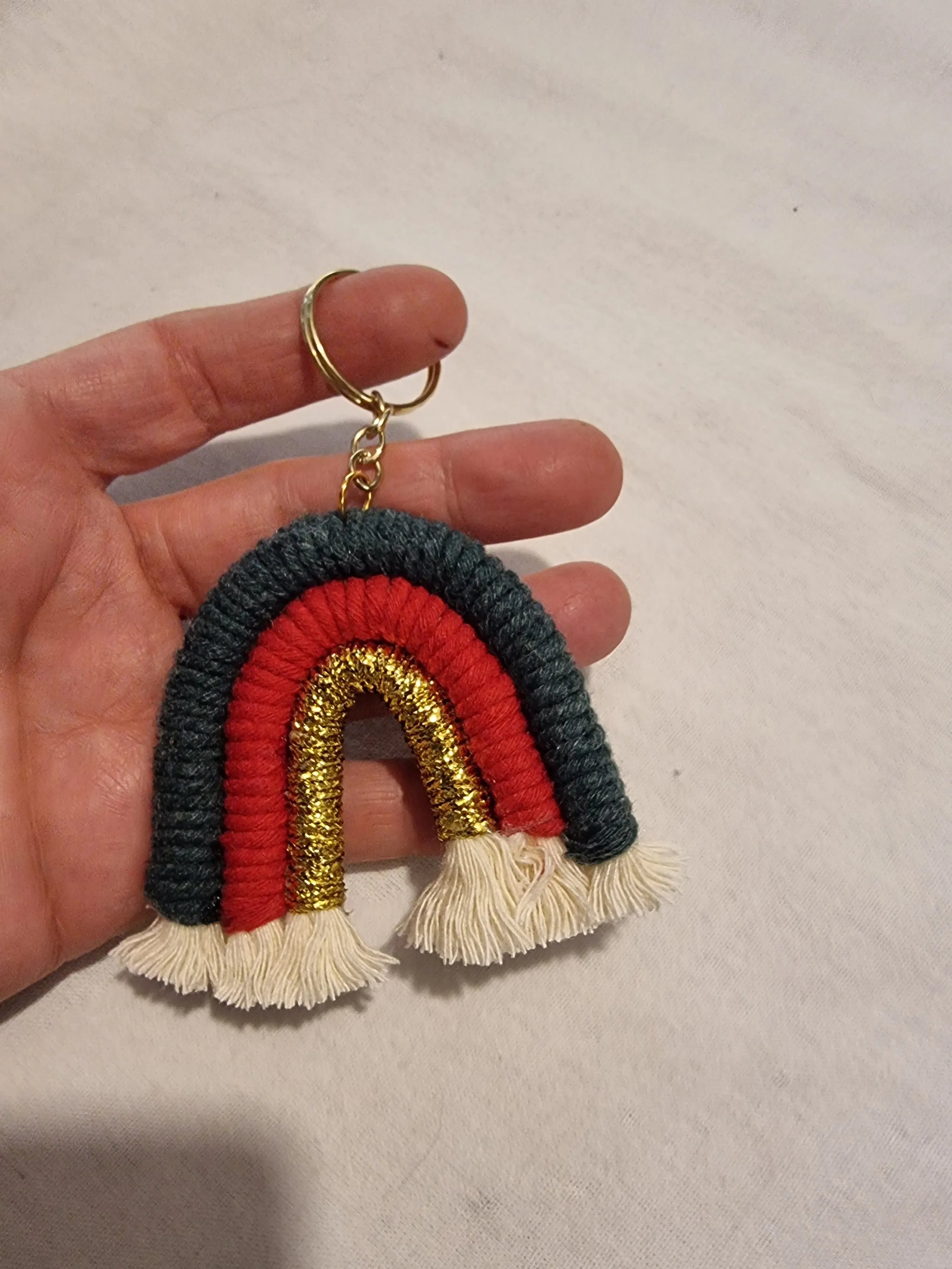 Colorful Macrame Rainbow Keychain - Decorative Handmade Keychain 10 Pieces