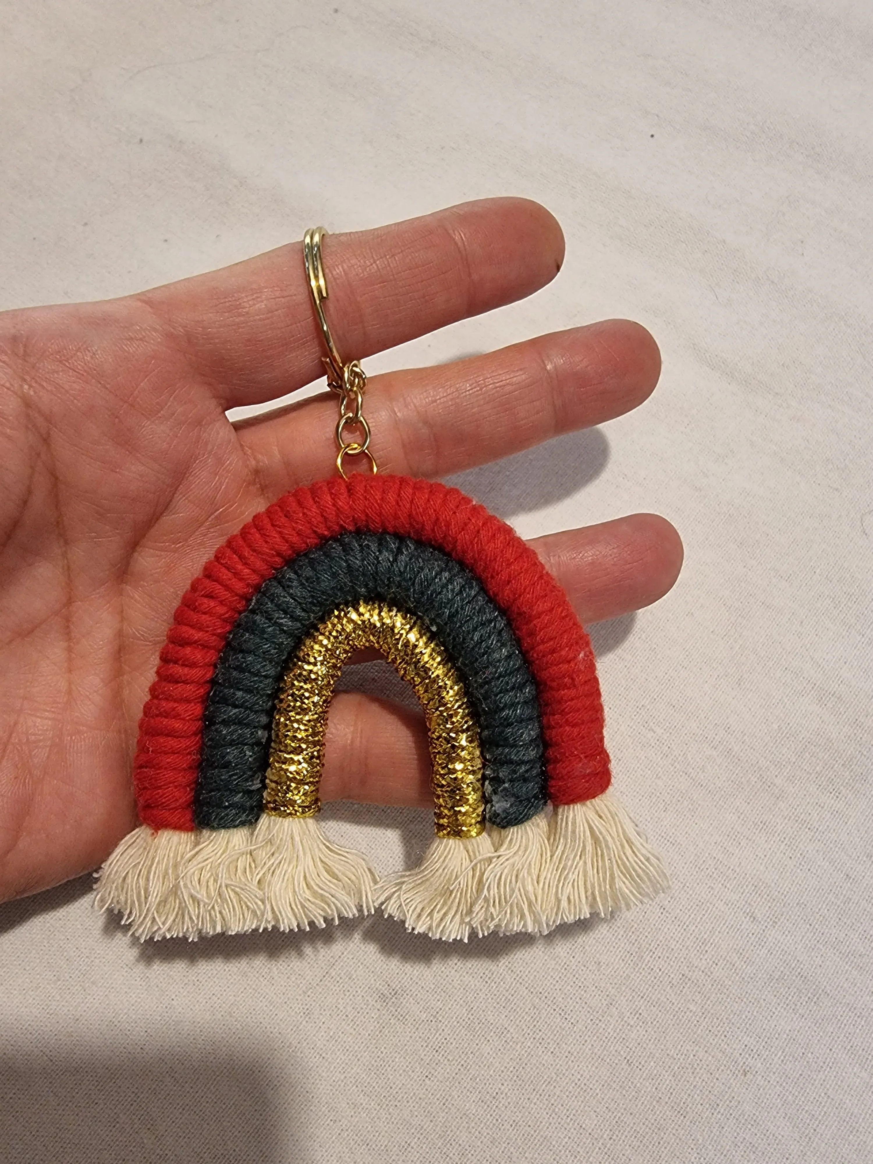 Colorful Macrame Rainbow Keychain - Decorative Handmade Keychain (10 Pieces)